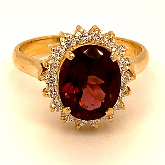 Red Tourmaline 3.57ct Diamonds 18K Cocktail Ring - Picture 1 of 6
